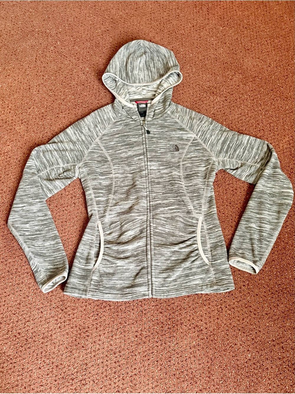 The North Face Womenβs Light Heather Gray Full-Zip Hooded Jacket